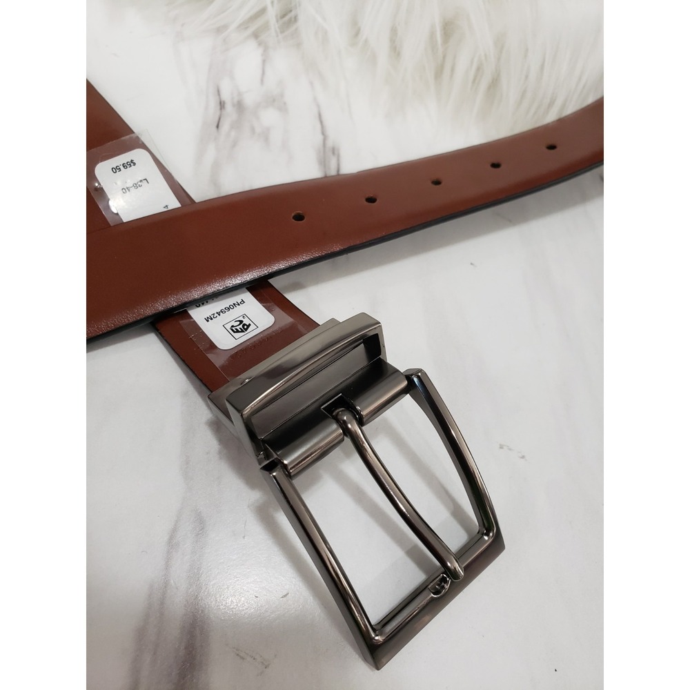 NEW SIZE 42 BLACK / BROWN Perry Ellis Reversible SMOOTH LEATHER BELT